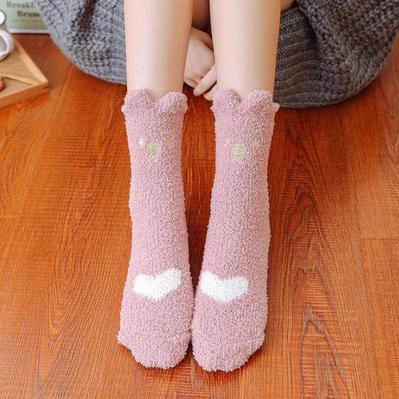Winter Fuzzy Cartoon Animal Slipper Socks Warm and Thick Mid Tube Warm Socks